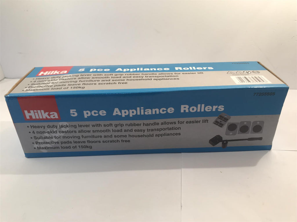 Hilka Tools 77255505 Appliance Rollers, Black/Silver, Set of 5 Pieces