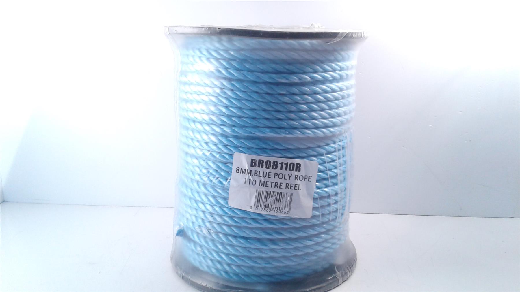 8mm BLUE POLY POLYPROPYLENE ROPE - 110m
