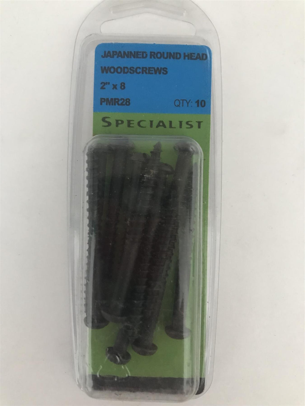 Specialist Japanned Round Head Wood Screw 2" x 8 PMR28 Pack 10