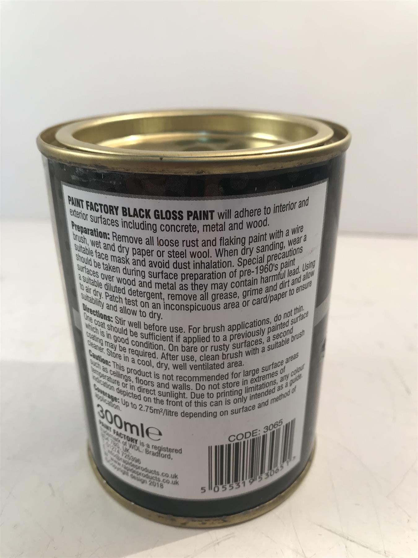 Jet Black Gloss Finish Quick Drying Paint 300ml
