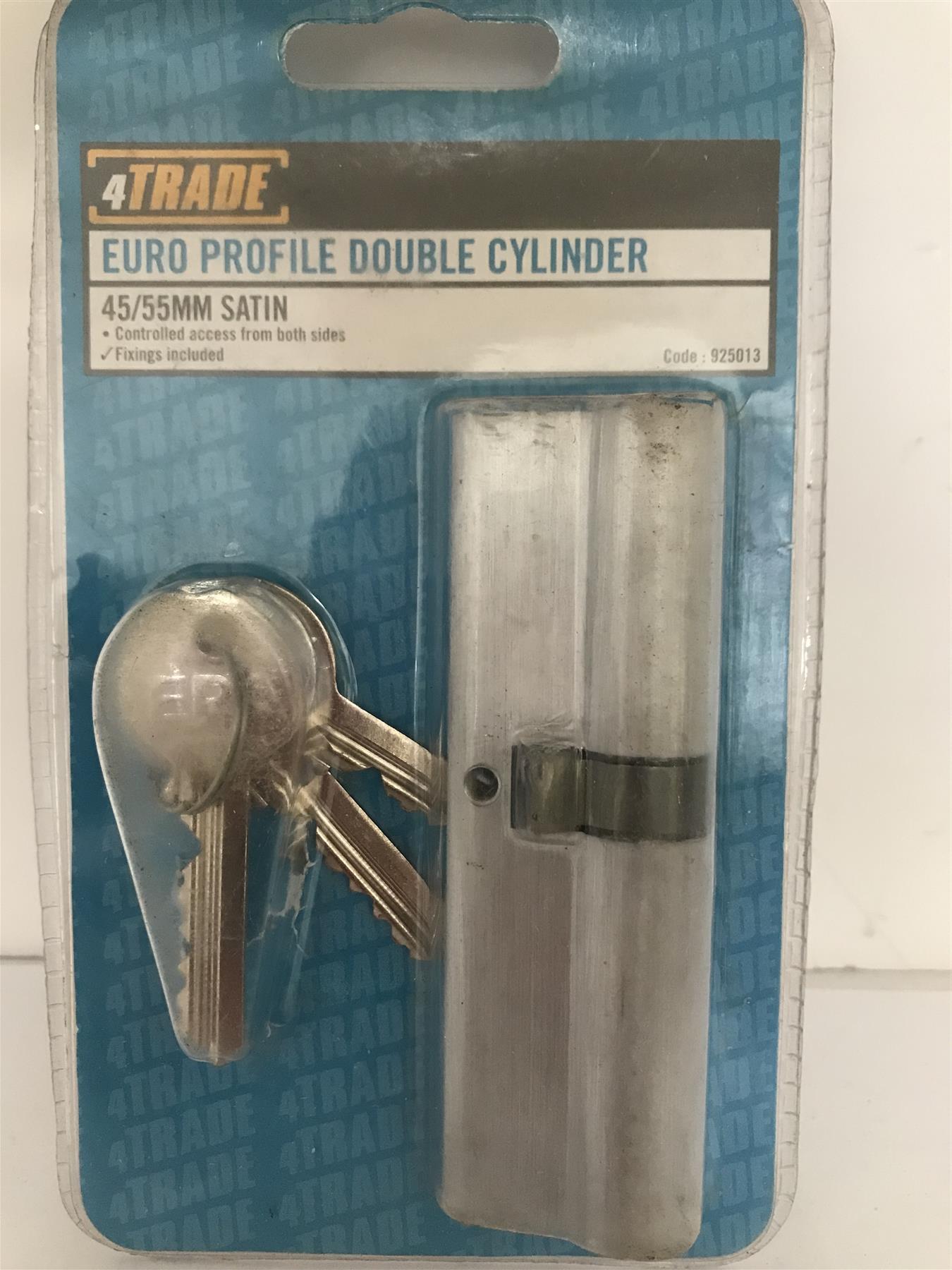 4Trade Euro Profile Double Cylinder 45/55mm Satin + 3 Keys