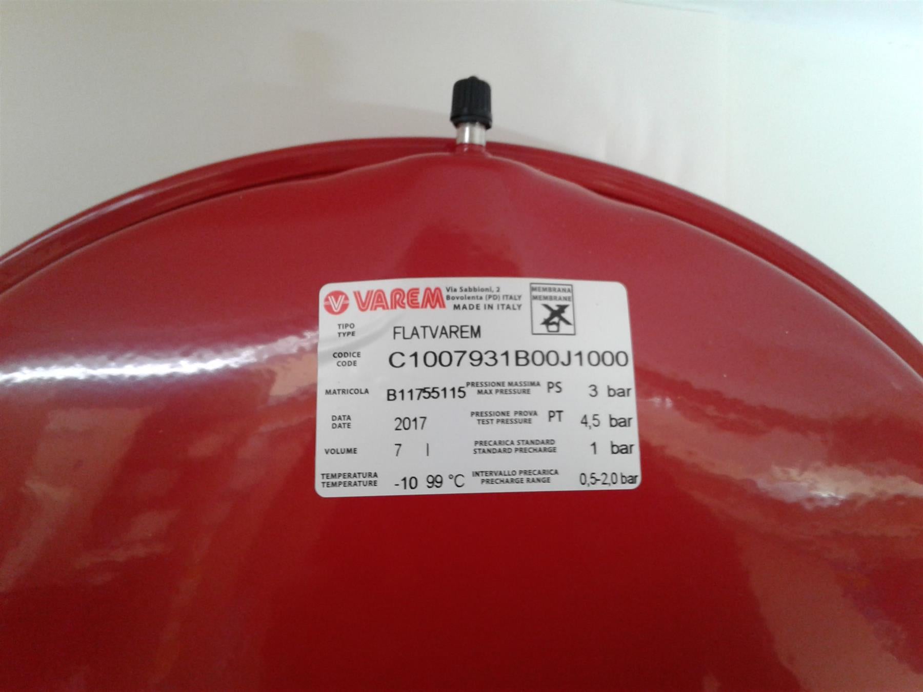 New VAREM Boiler 7L Flat Expansion Vessels C1007931B00J1000