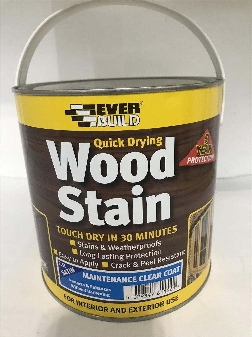 Everbuild Quick Drying Wood Stain Maintenance Clear Coat Satin 2.5L