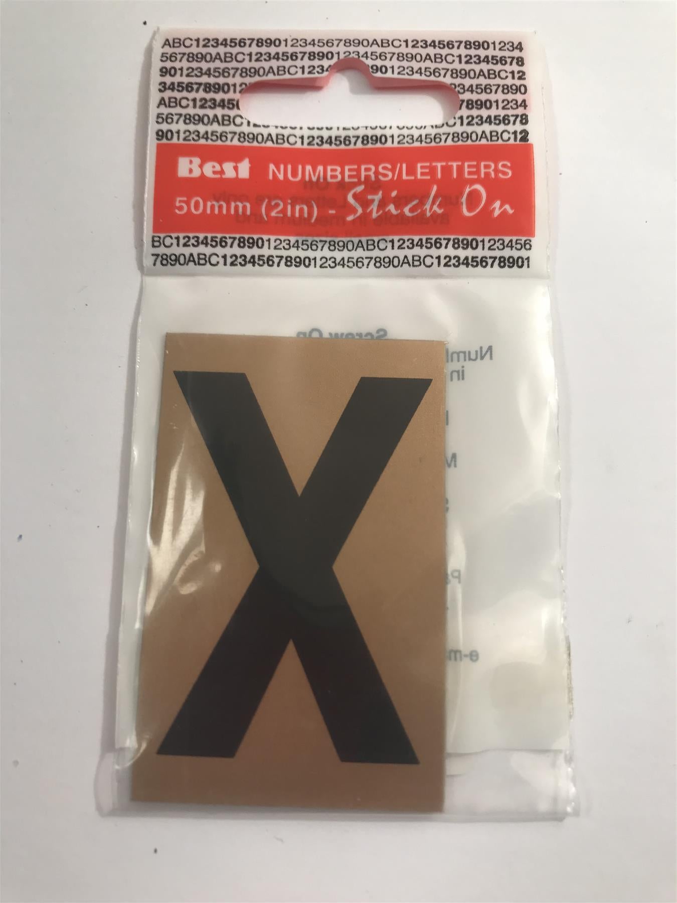 Best Gold/Black Letter X Self Adhesive 1" x 2"
