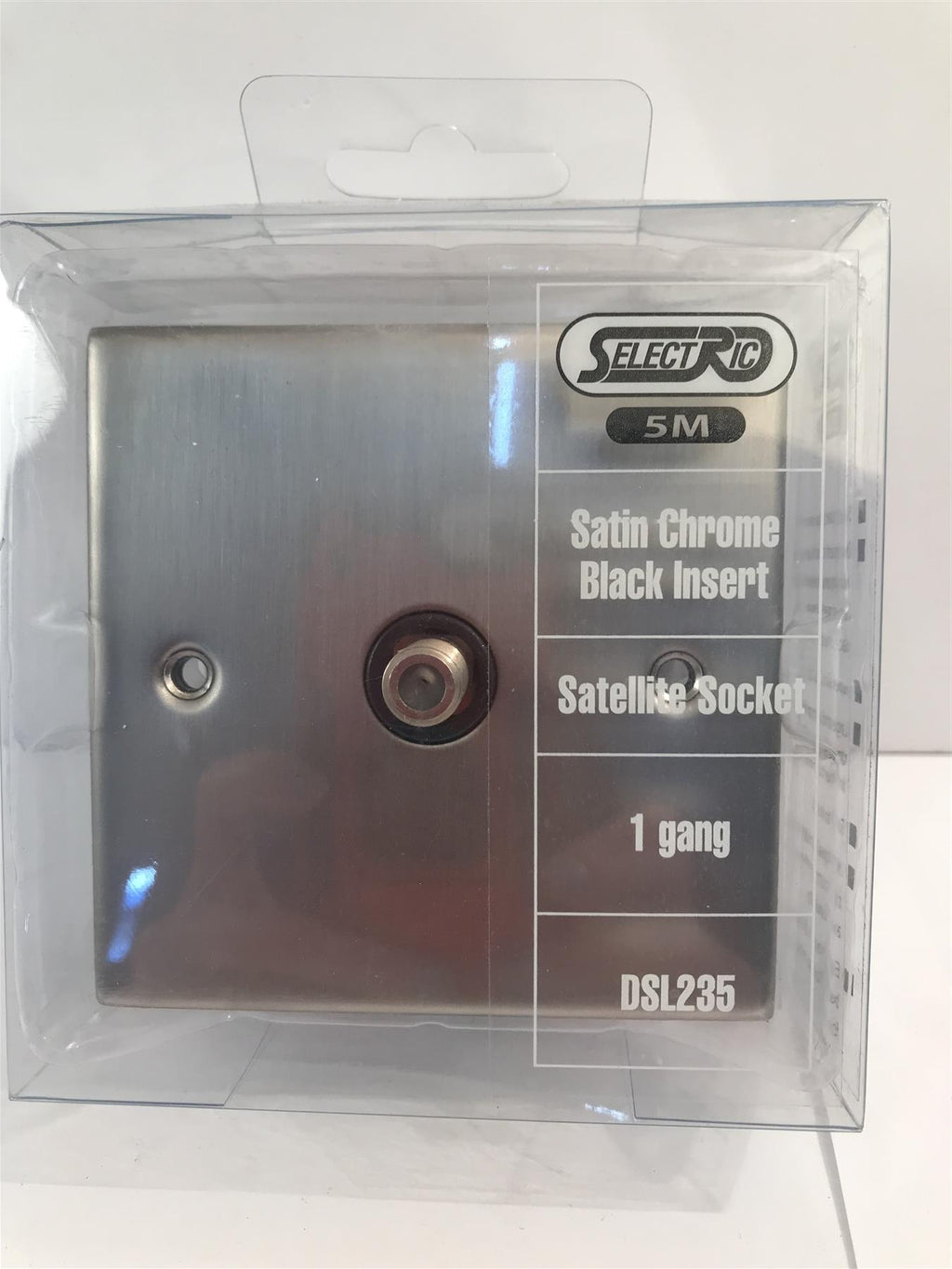 Selectric Satin Chrome Black Insert DSL235 - 1 Gang Satellite Socket -