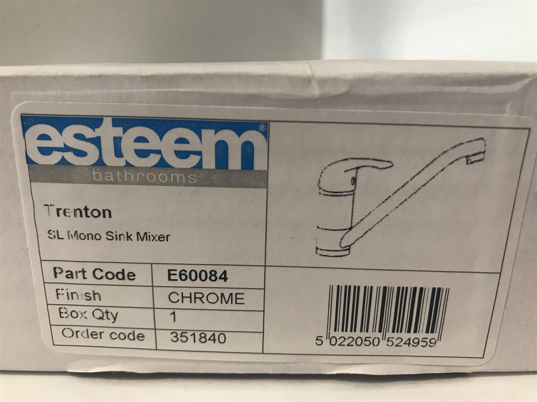 Esteem Trenton Long Neck Swivel Kitchen Lever Mixer Tap SL Mono Sink Mixer