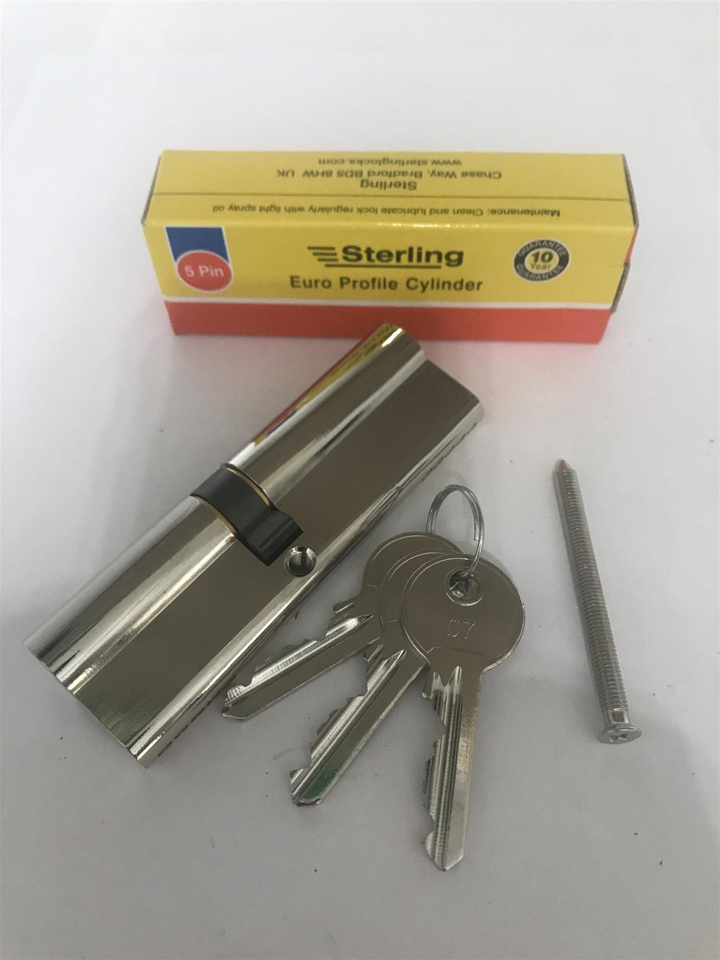 Sterling EPN4555 Double Euro 5 Pin Cylinder 100mm (45x55), Polished Nickel
