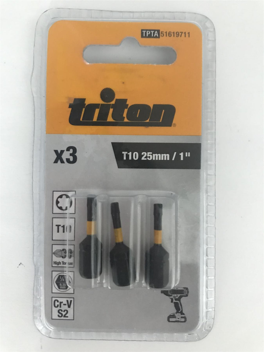 Triton 3pc T10 25mm/1" Torx Screwdriver Impact Bit  619711