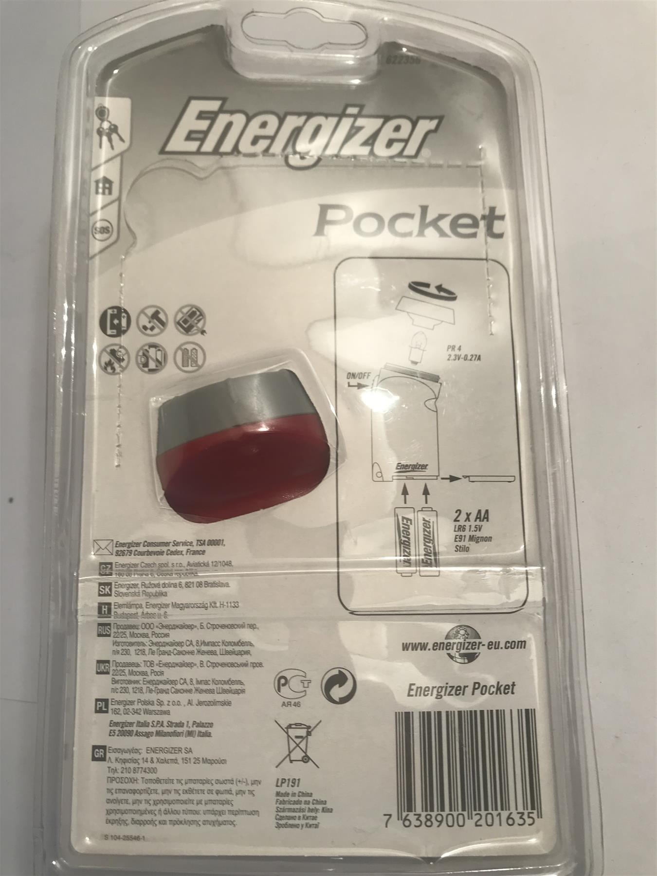 Energizer Pocket Light (Red) with 2 x AA BatteriesLP191