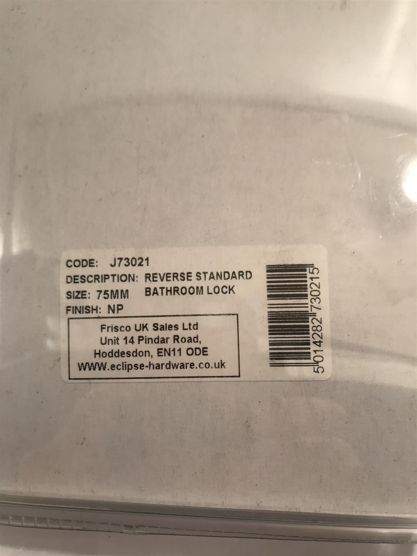 Eclipse Reverse Standard Bathroom Lock 75mm  J73021