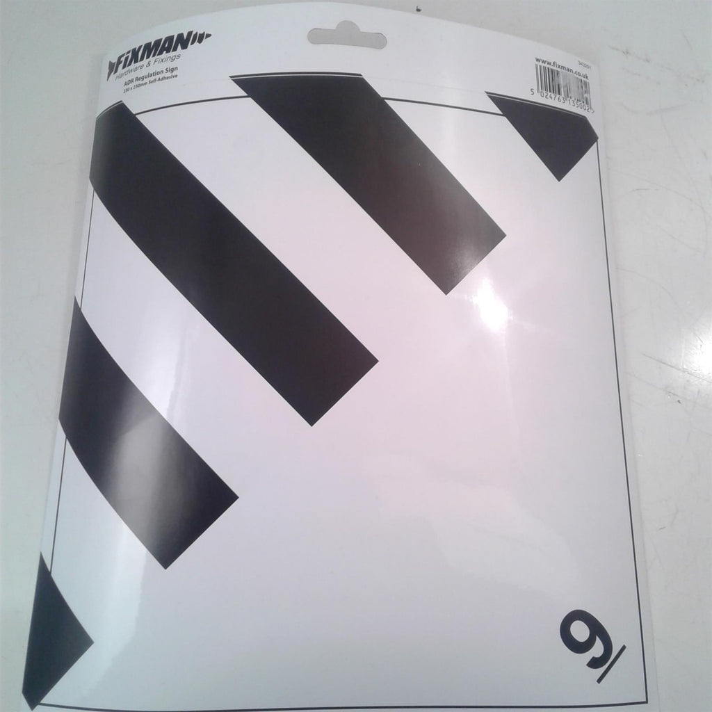 Fixman 343291 ADR Dangerous Goods Regulation Sign 250 x 250mm