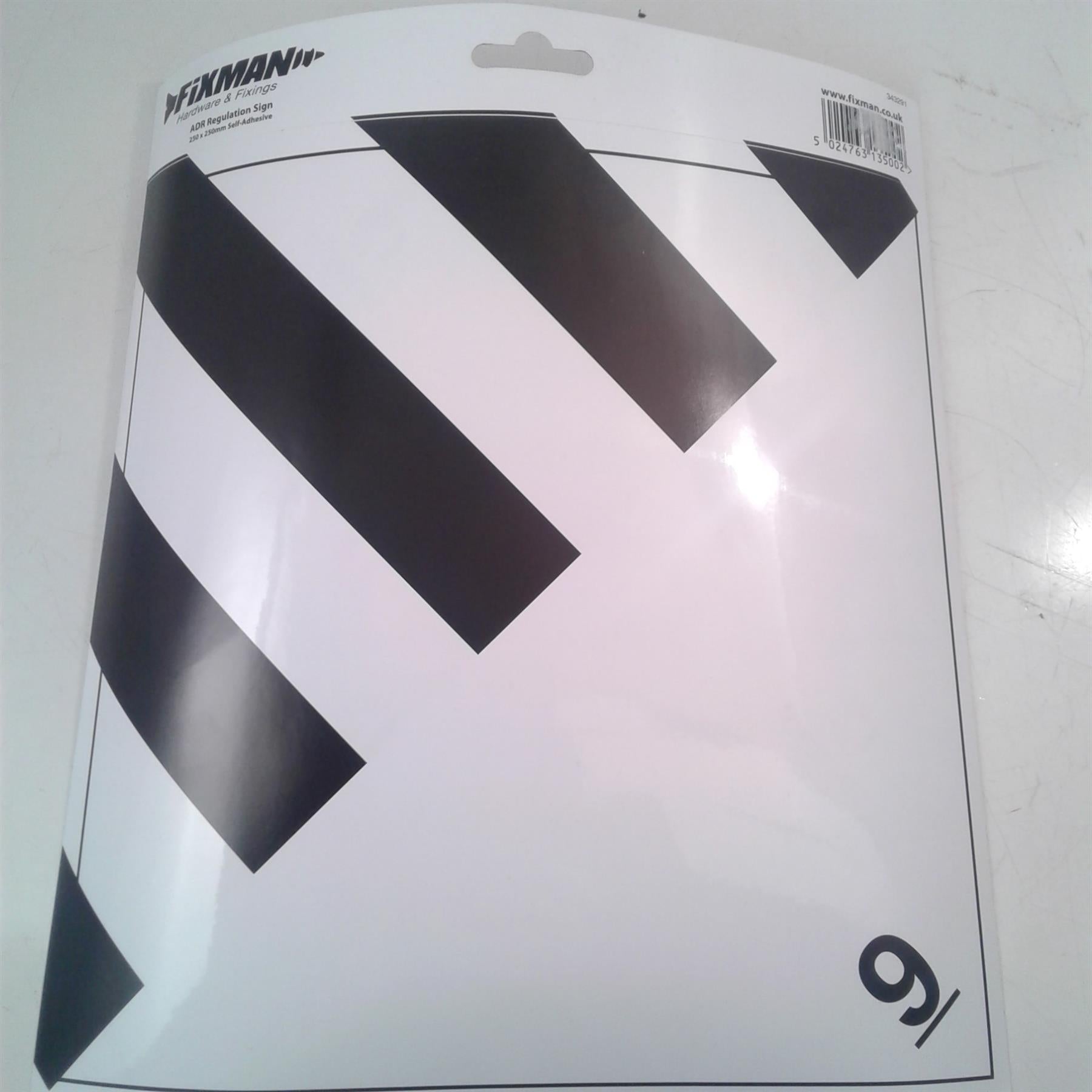 Fixman 343291 ADR Dangerous Goods Regulation Sign 250 x 250mm