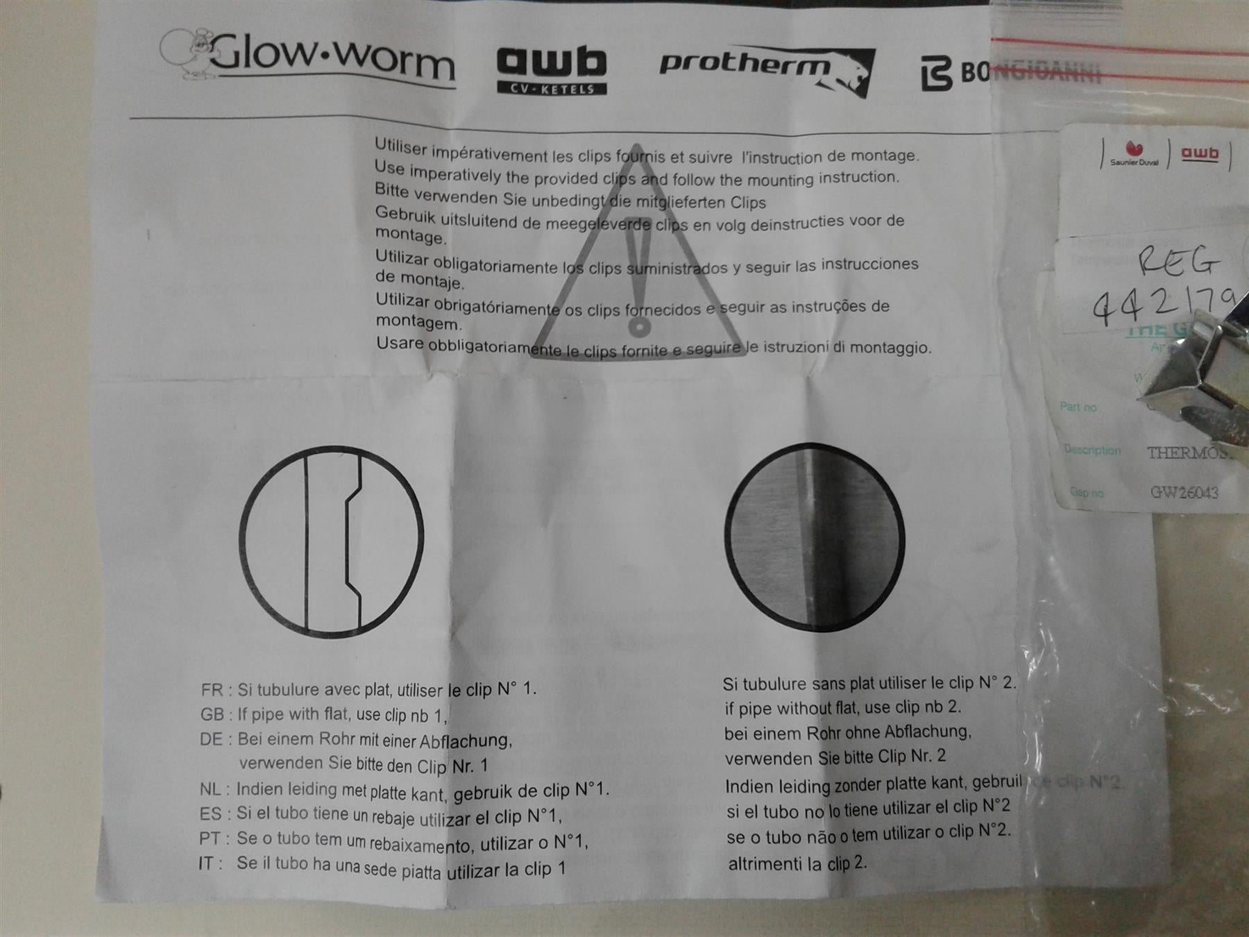 NEW Glowworm CI SI BOILER Overheat Thermostat KLIXON 2000801913