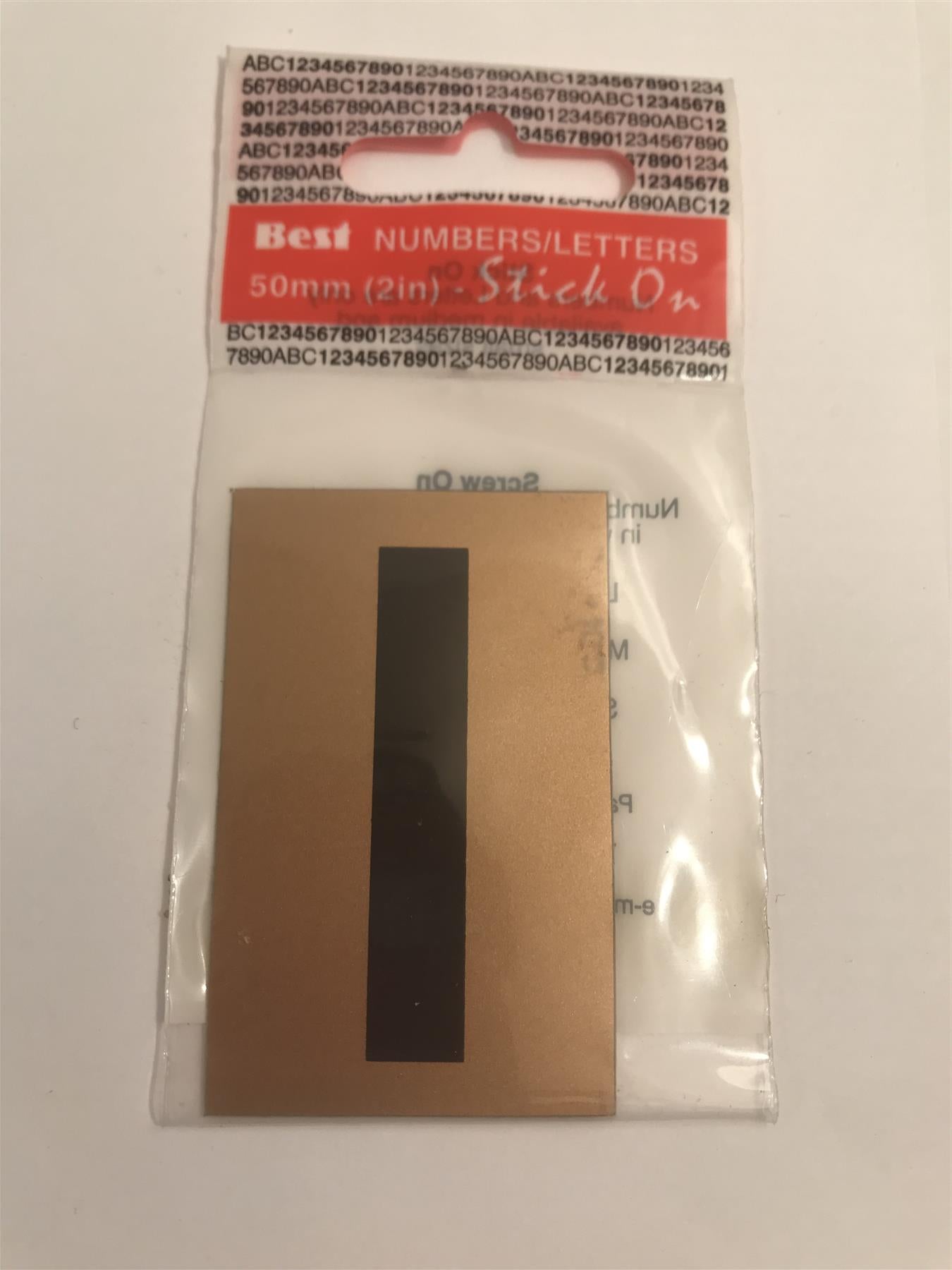 Best Gold/Black Letter I Self Adhesive 1" x 2"