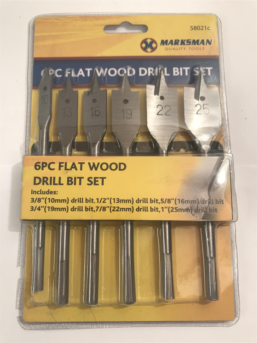 Marksman 6pc Flat Wood Drill Bit Set 10mm - 25mm  58021c