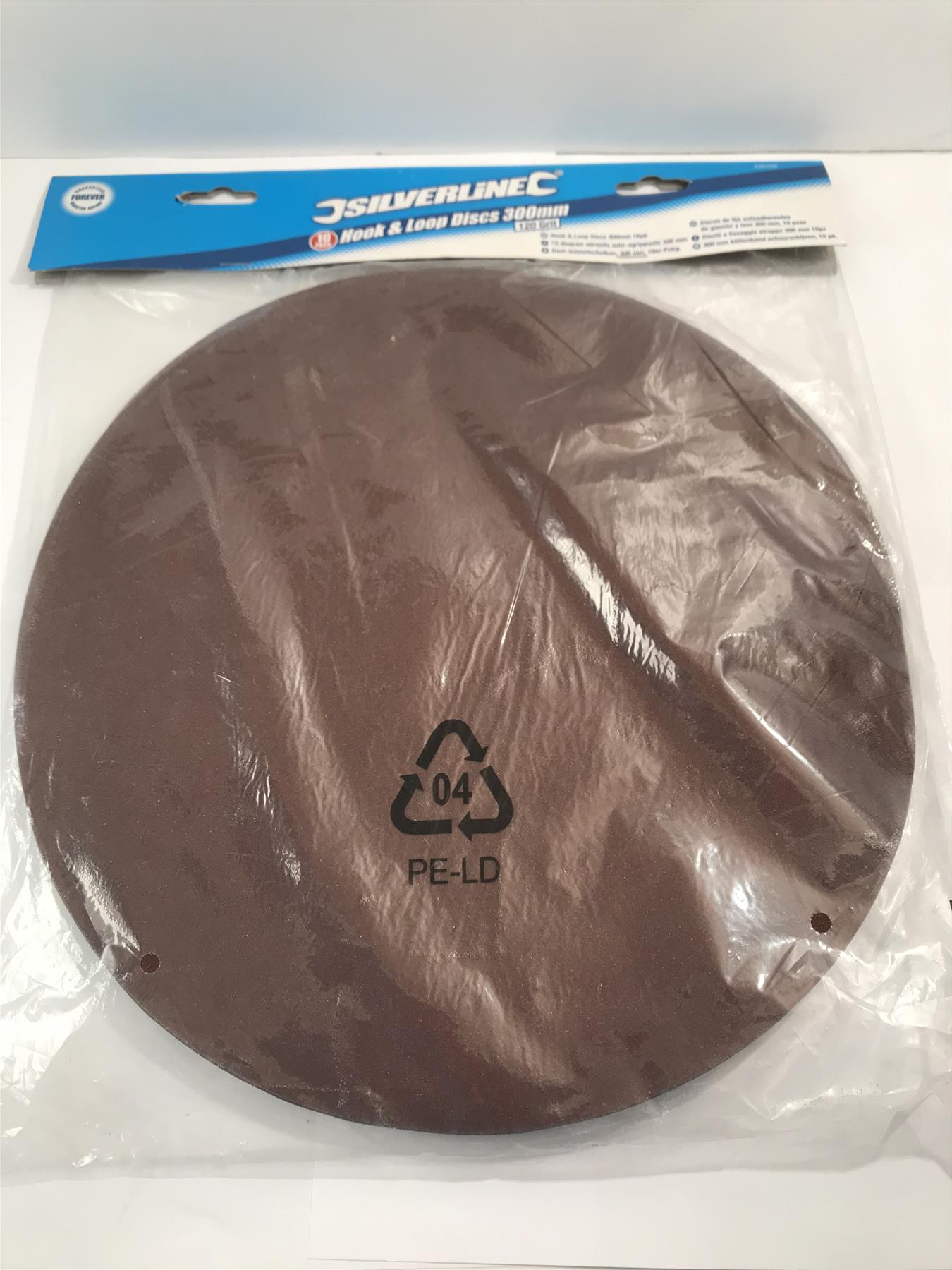 Silverline 436756 300mm 120 Grit Hook & Loop Discs 300mm 10pk