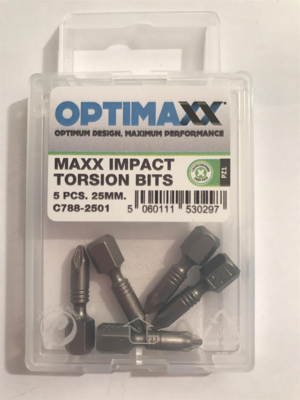 Optimaxx Impact Torsion Bits PZ1 25mm 5pc C788-2501