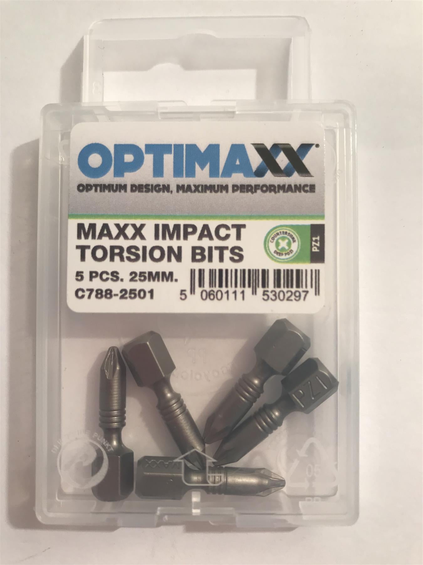Optimaxx Impact Torsion Bits PZ1 25mm 5pc C788-2501