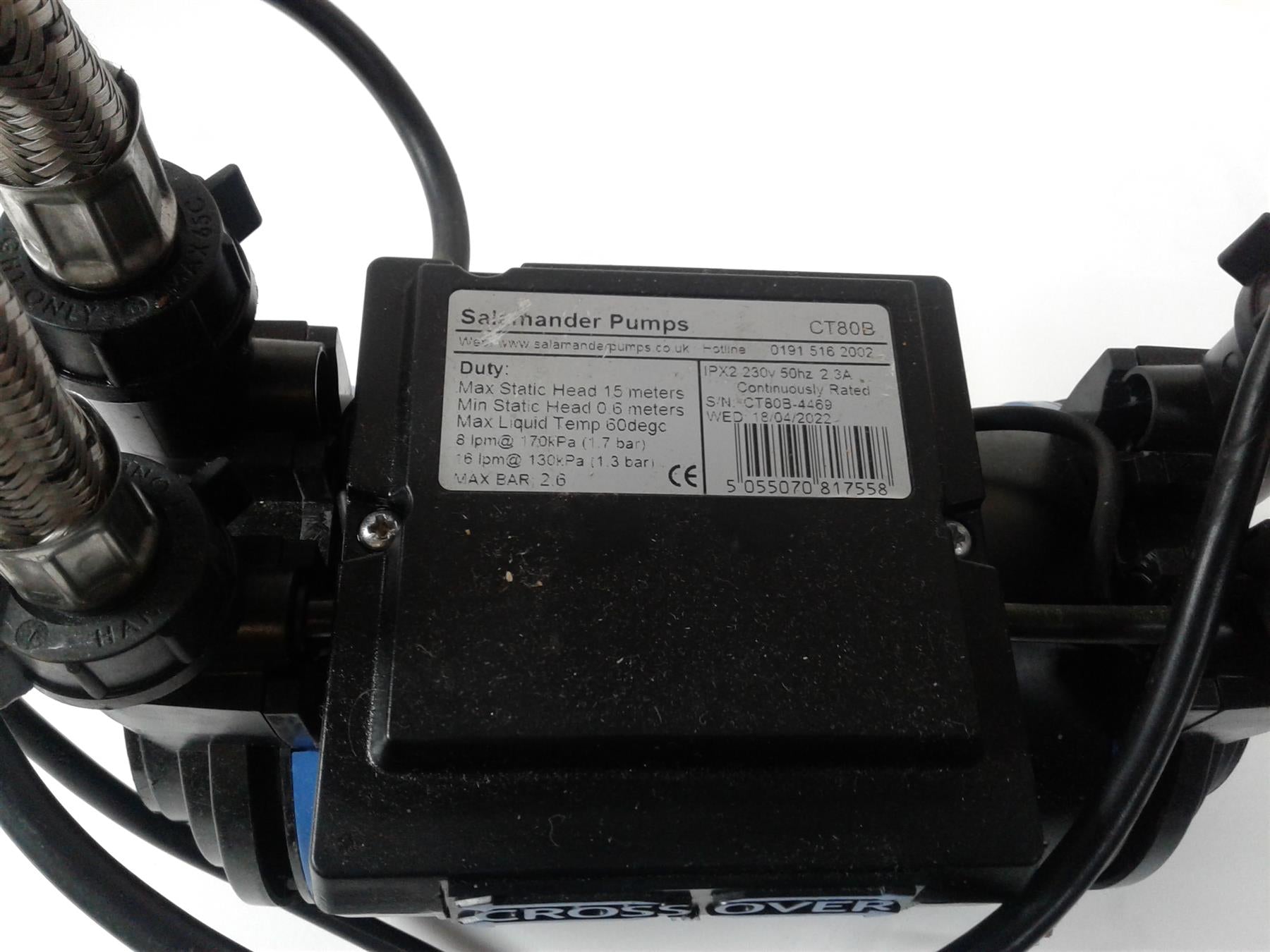 SALAMANDER CT80B BATHROOM PUMP TWIN POSITIVE HEAD 2.6 BAR