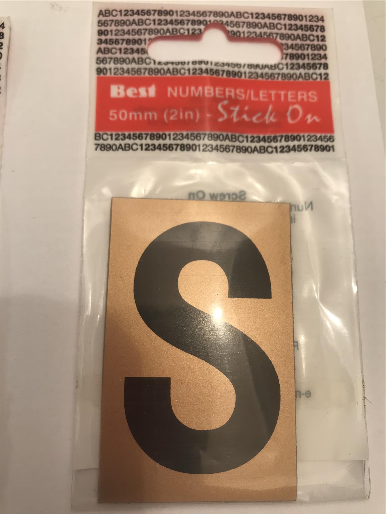 Best Gold/Black Letter S Self Adhesive 1" x 2"