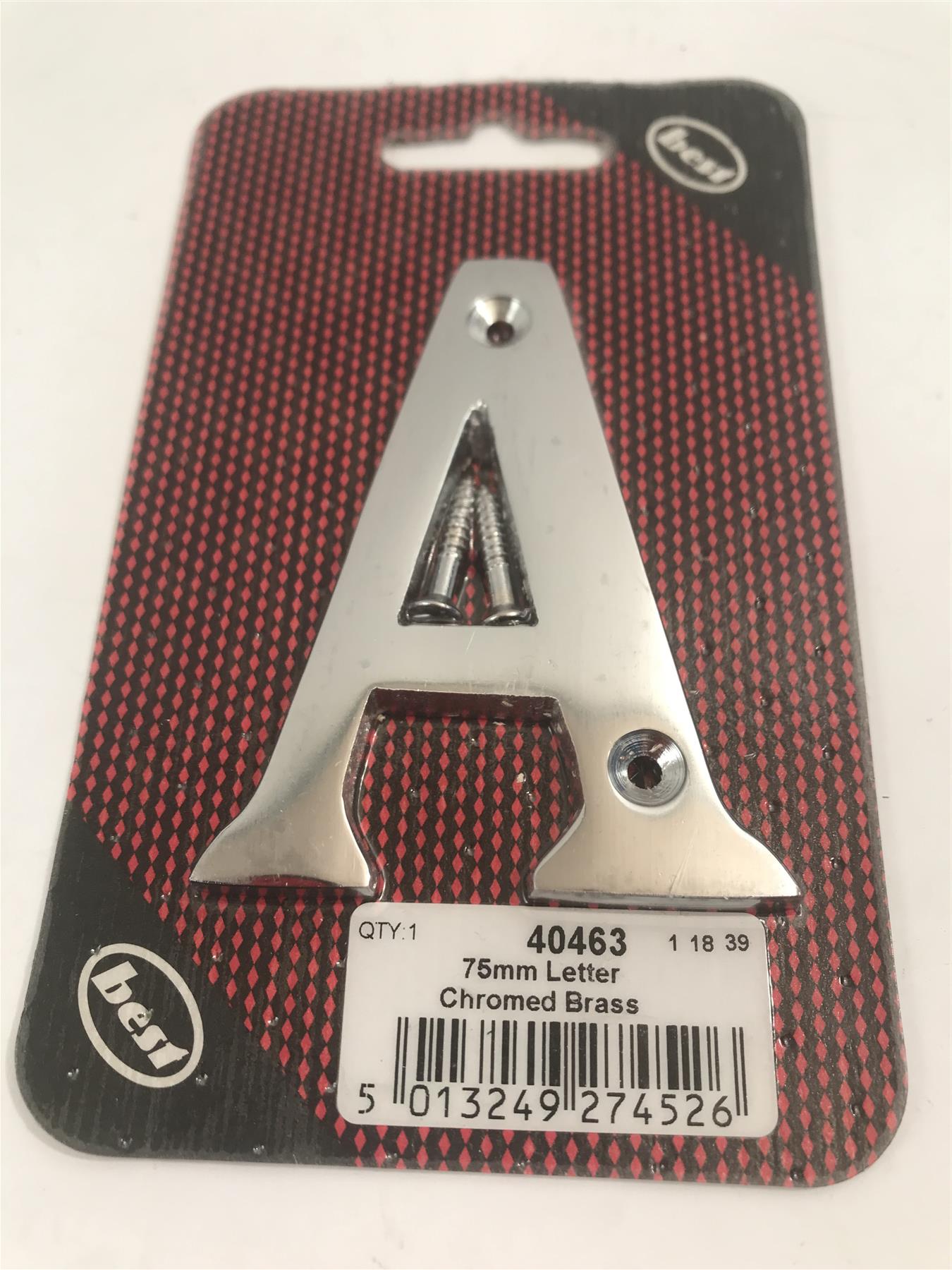 75mm 3"  Chromed Brass Letter A  -  40463