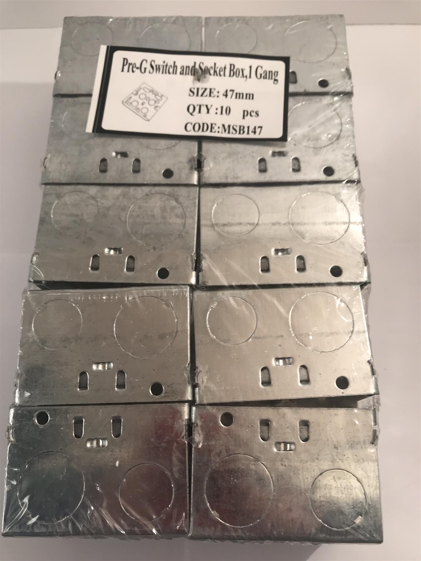 10 x Pre-G Switch and Socket Box, 1 Gang 47mm MSB147