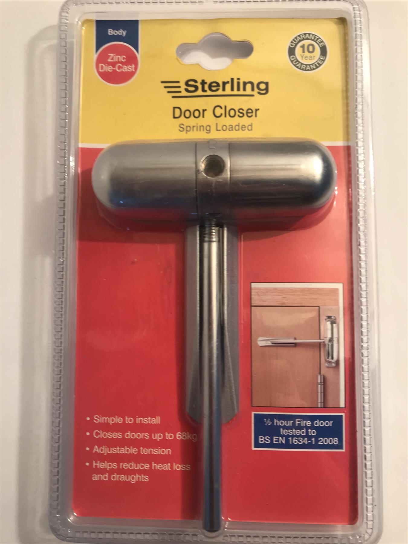 Sterling Spring Loaded Door Closer  Satin Chrome  DCSC217