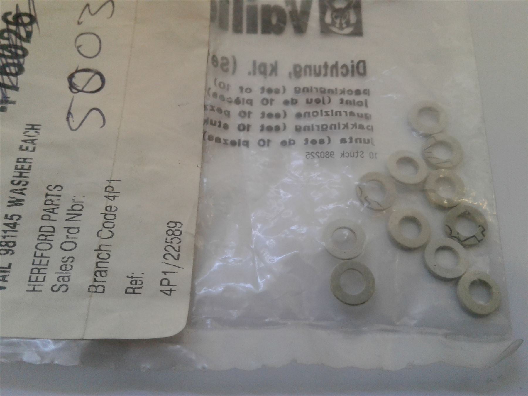 NEW Vaillant 981145 98-0225 Gasket Pack of 10