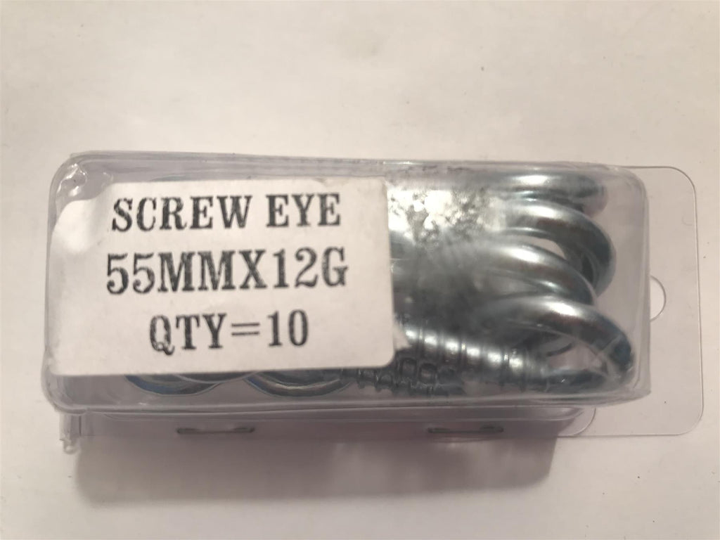 Screw In Eye Eyelet Hooks 55mm x 12g (Pack 10)