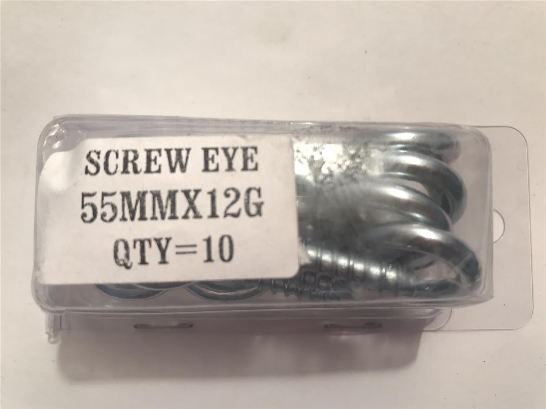 Screw In Eye Eyelet Hooks 55mm x 12g (Pack 10)