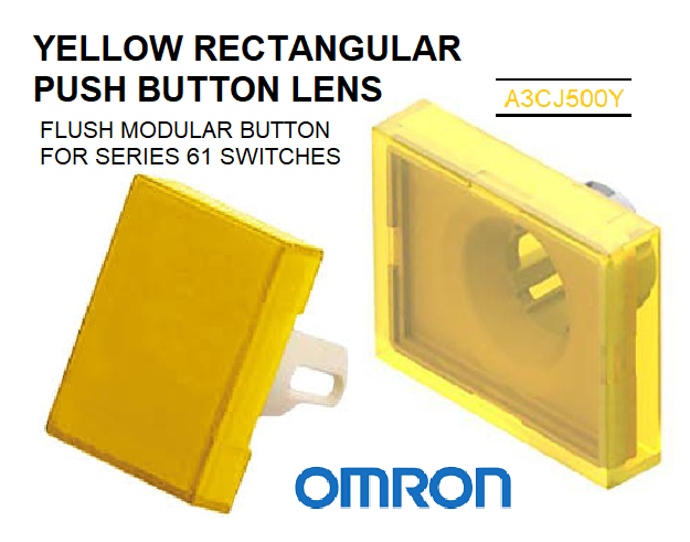 NEW OMRON RECTANGULAR LENS YELLOW PUSH BUTTON A3CJ500Y