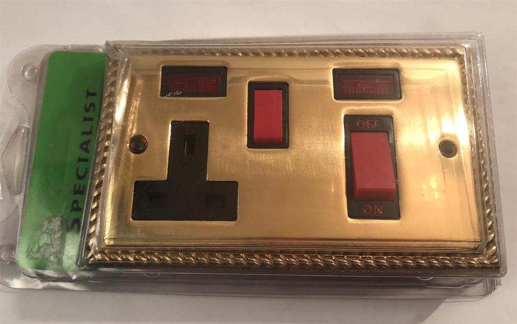 Specialist 45 Amp Cooker Control Unit Georgian Brass Black Insert  SEGC19B