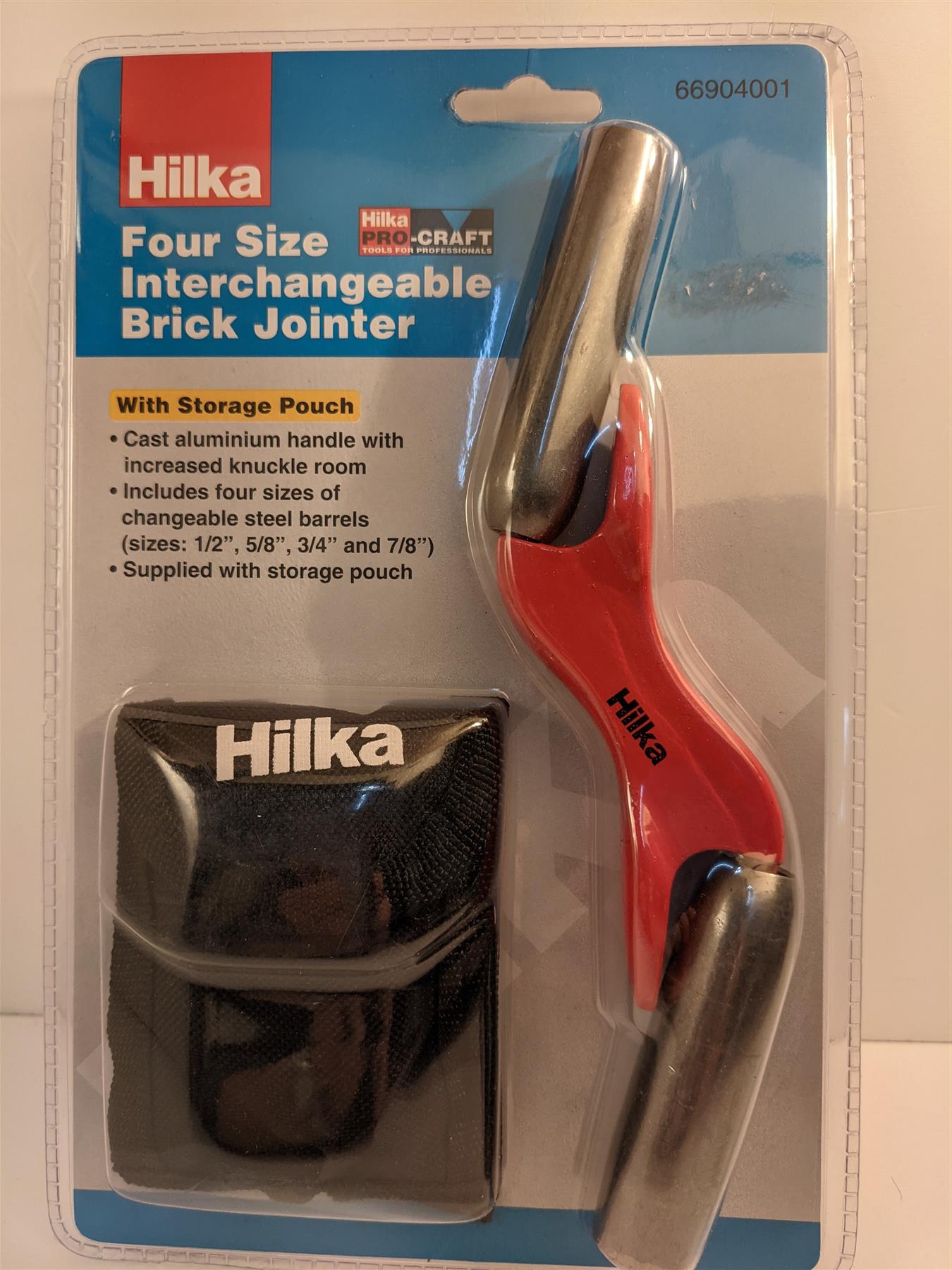 Hilka 4 Size Interchangeable Brick Jointer 1/2" 5/8" 3/4" 7/8" with Pouch