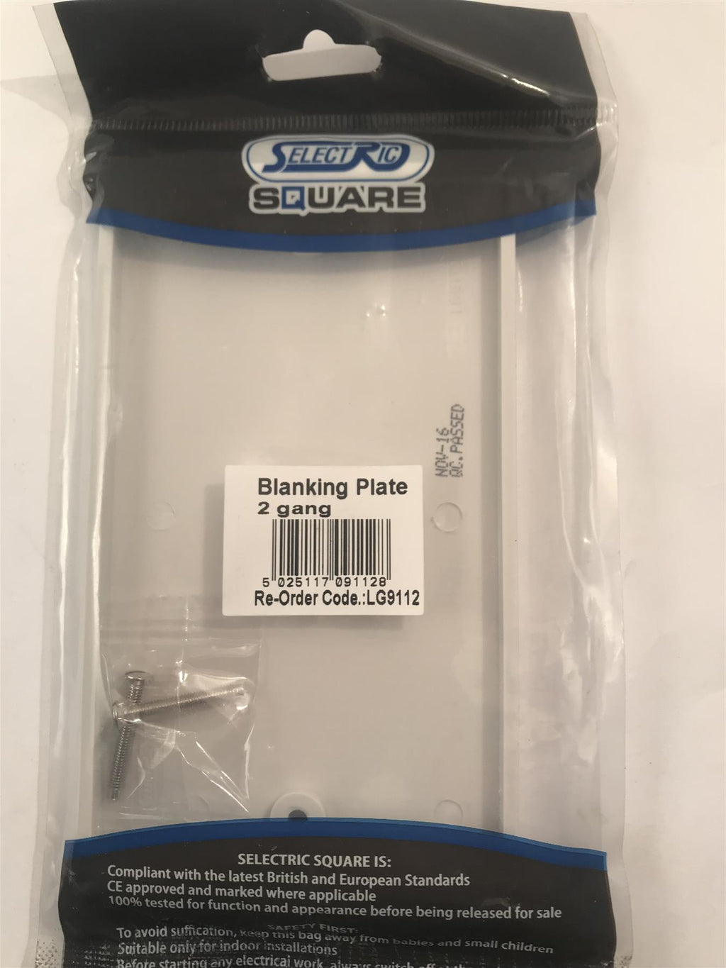 Selectric Square 2 Gang Blanking Plate  LG9112