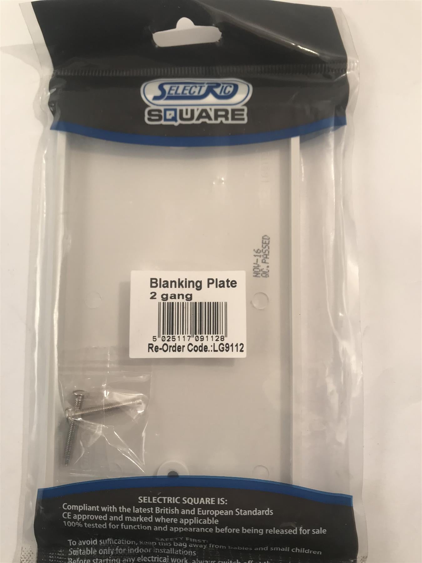 Selectric Square 2 Gang Blanking Plate  LG9112