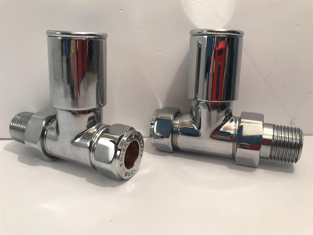 Sphere Chrome Towel Rail Valves Straight 15mm (Pair) UW01804