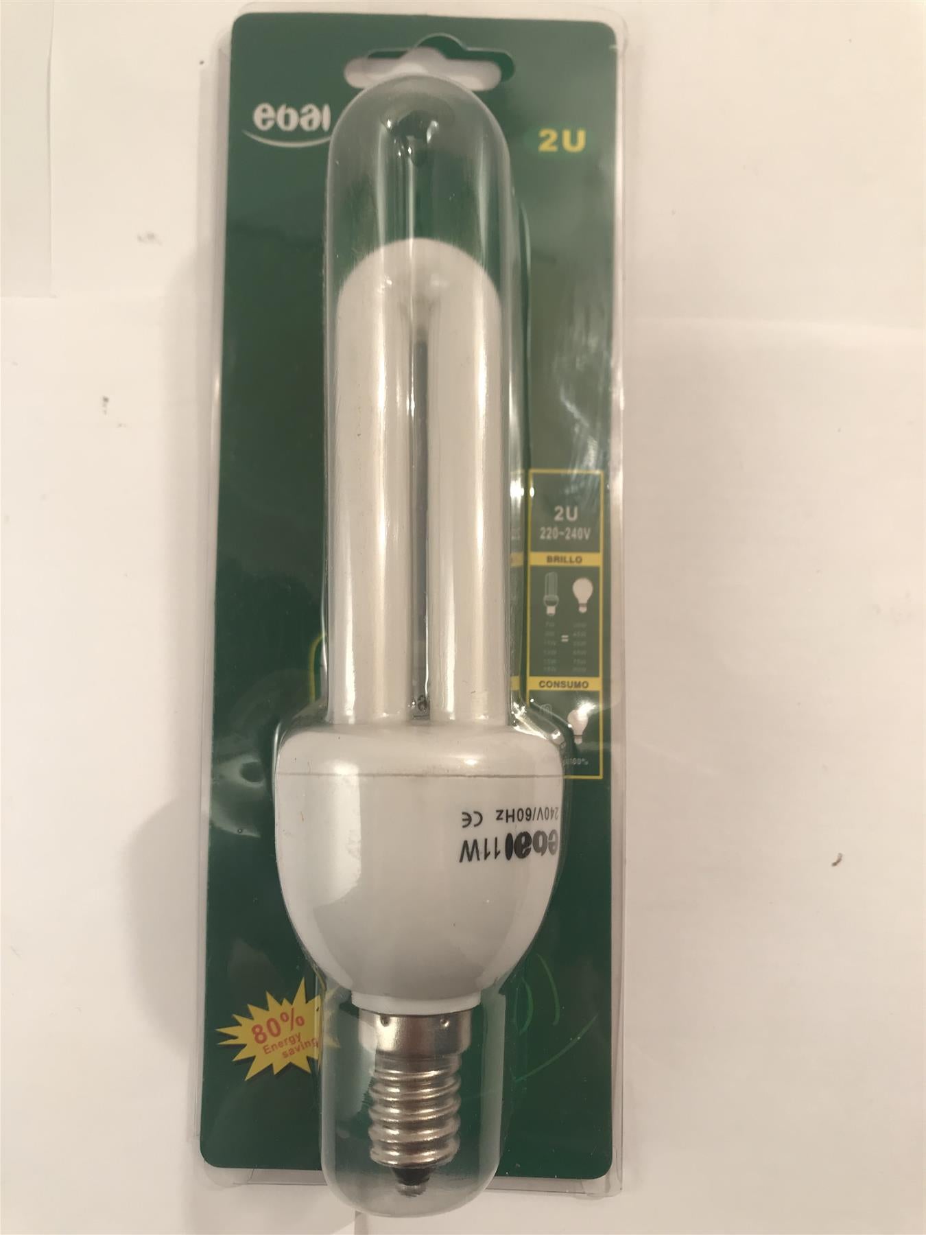 2U 11W E14 Energy Saving Lamp White