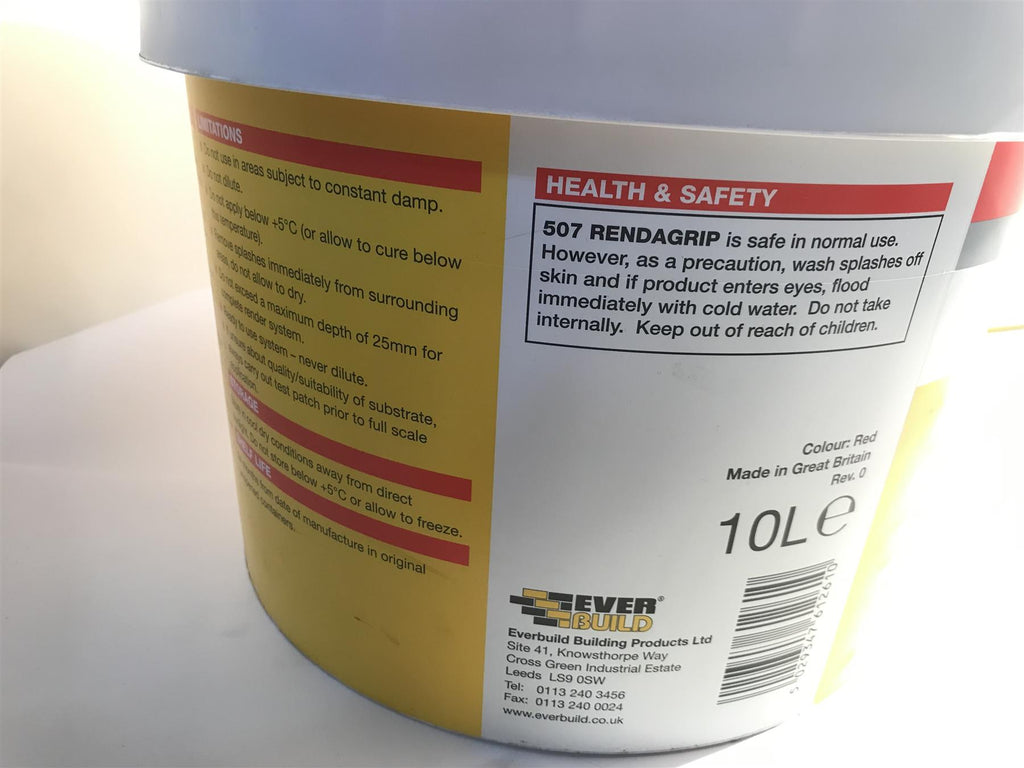 EVERBUILD 507 QUICK DRYING RENDAGRIP 10 LITRE KEY FOR RENDER EXTRA GRIP