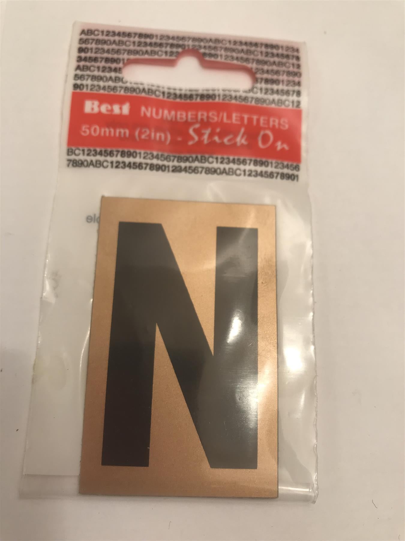 Best Gold/Black Letter N Self Adhesive 1" x 2"