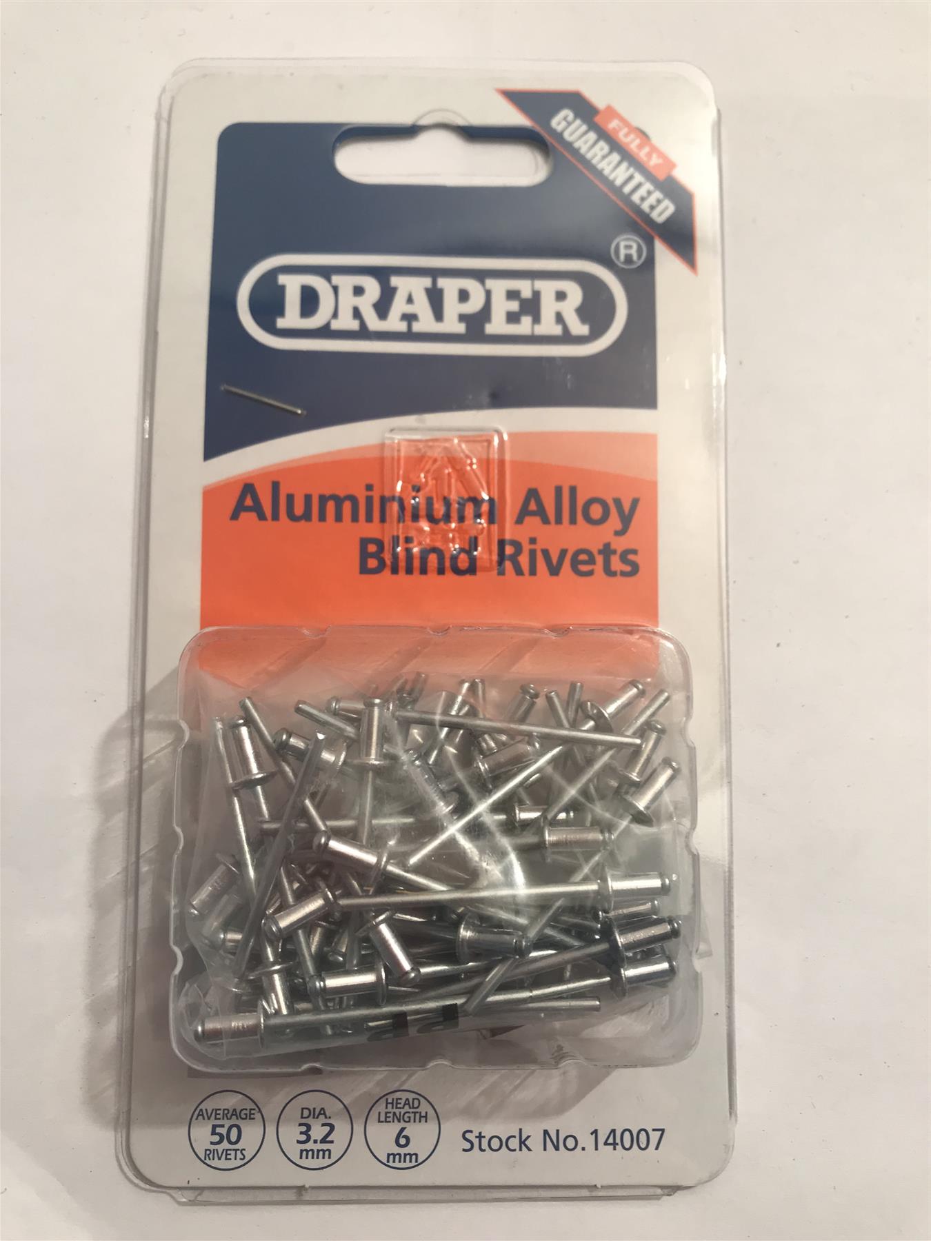 Draper Blind Rivets 3.2 x 6.0mm (Pk 50) 14007
