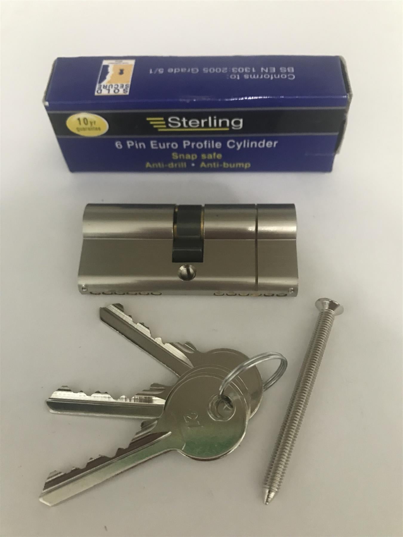 Sterling EPN3535H Euro Profile  6 Pin Cylinder 70mm (35x35), Satin Nickel