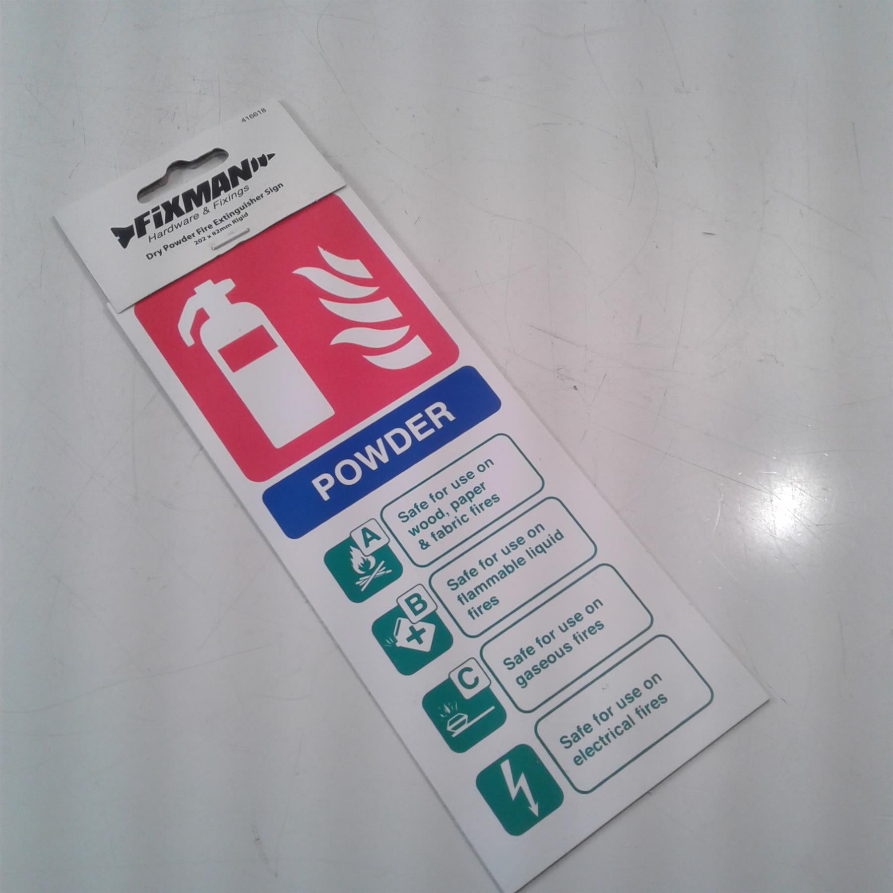 Dry Powder Fire Extinguisher Sign 202 x 82mm Rigid