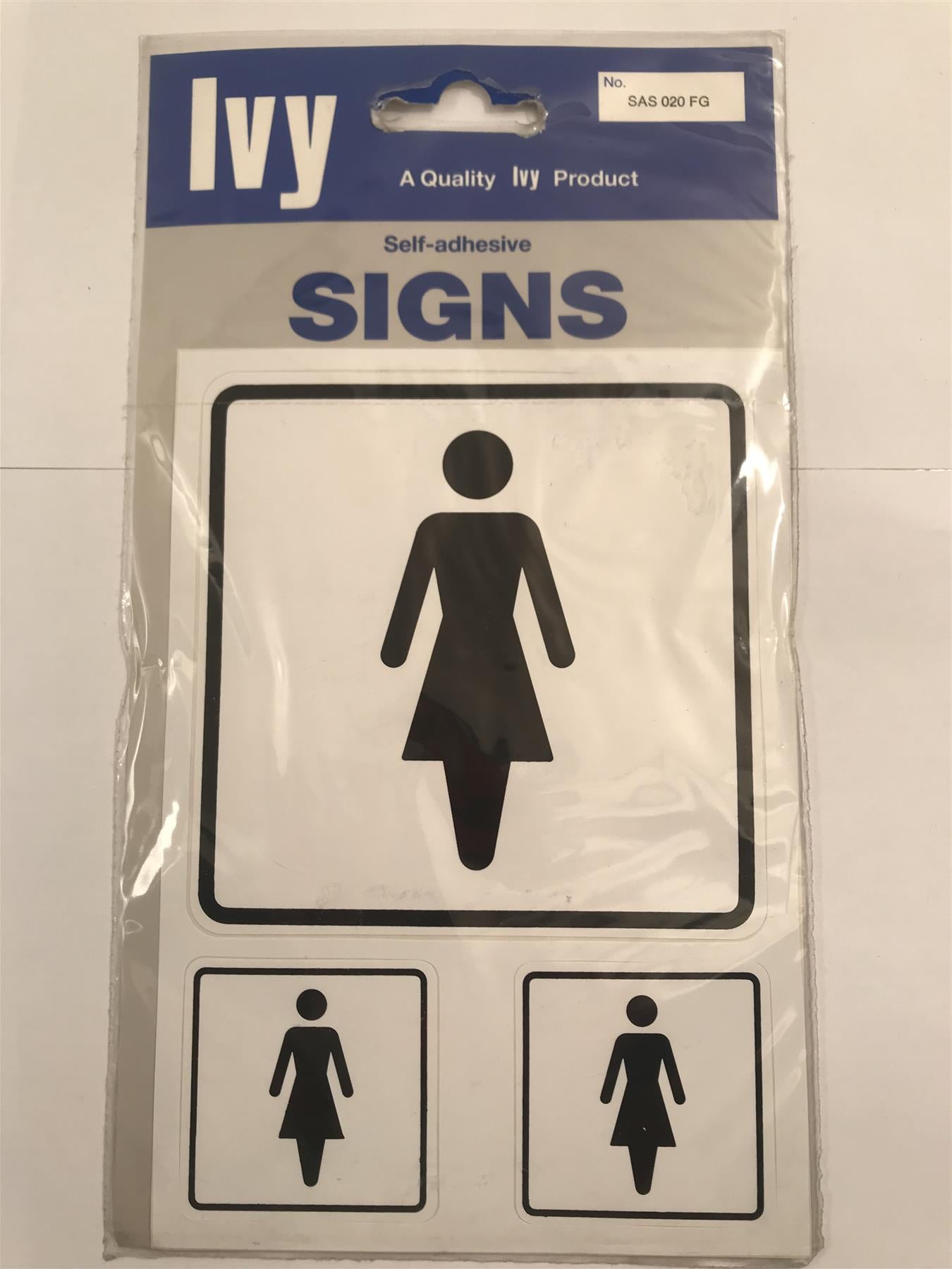 Ivy Ladies Self Adhesive WC Sign  (set of 3 Stickers)  SAS 020 FG