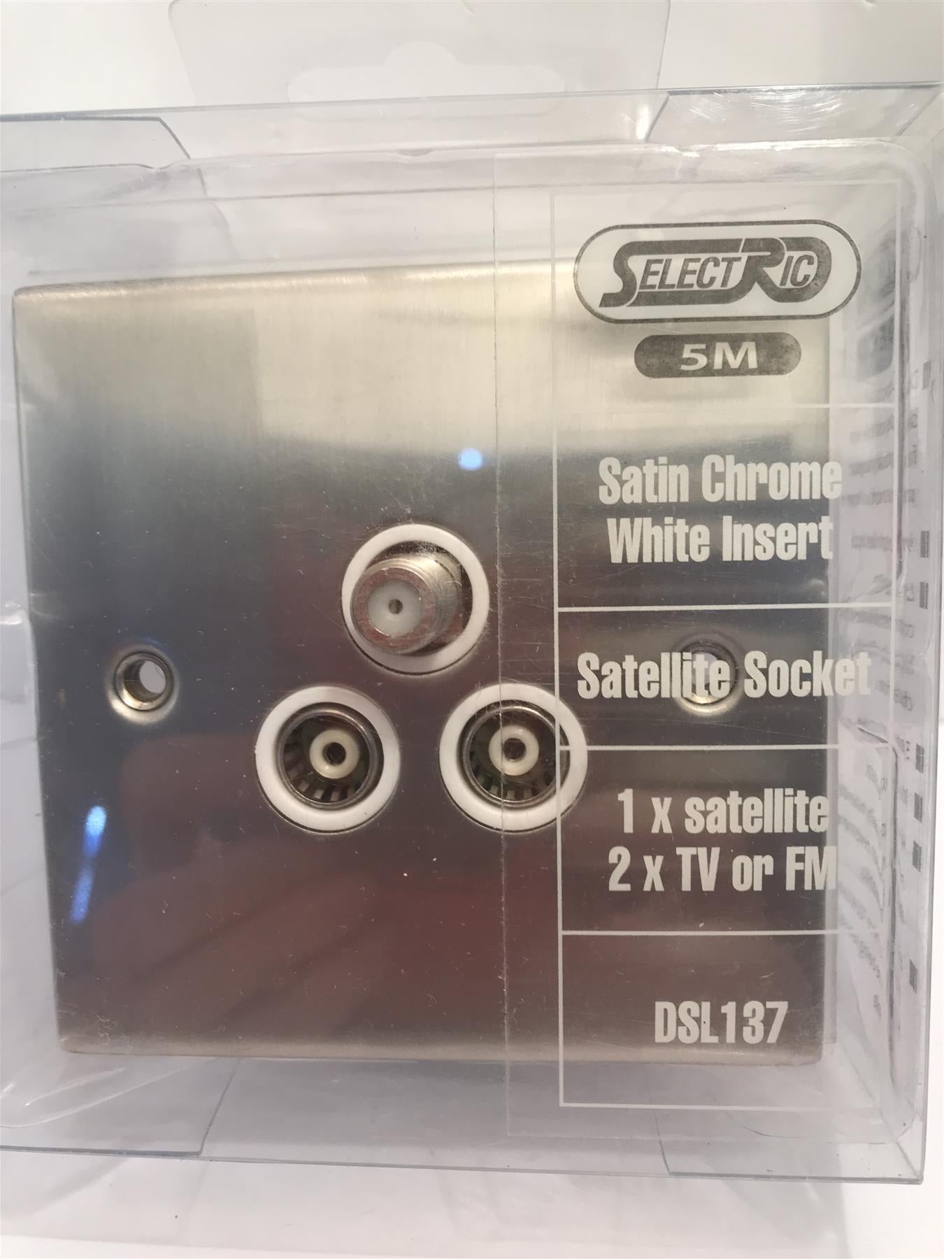 Satin Chrome White Insert Satellite Socket DSL137