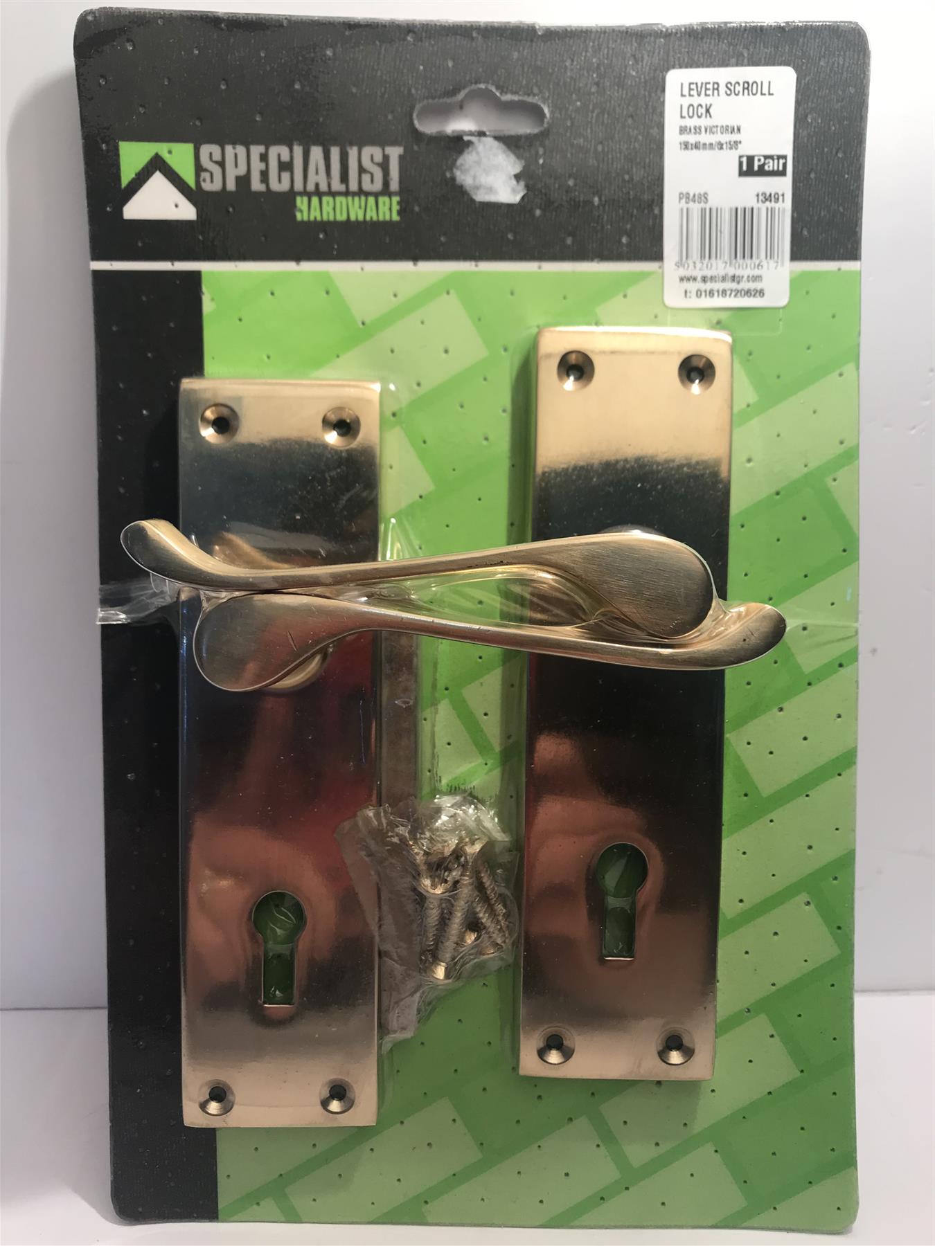 Specialist Brass Victorian Scroll Lock Handles 150 x 40mm 13491