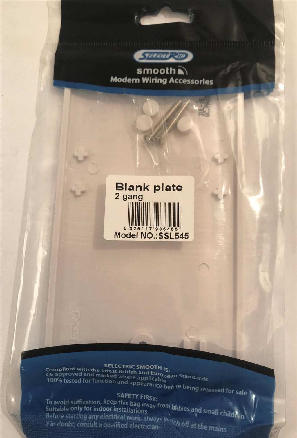 Selectric Smooth  2 Gang Blanking Plate SSL545