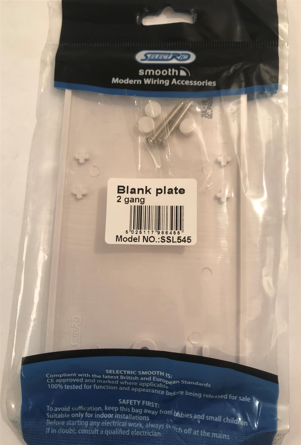 Selectric Smooth  2 Gang Blanking Plate SSL545