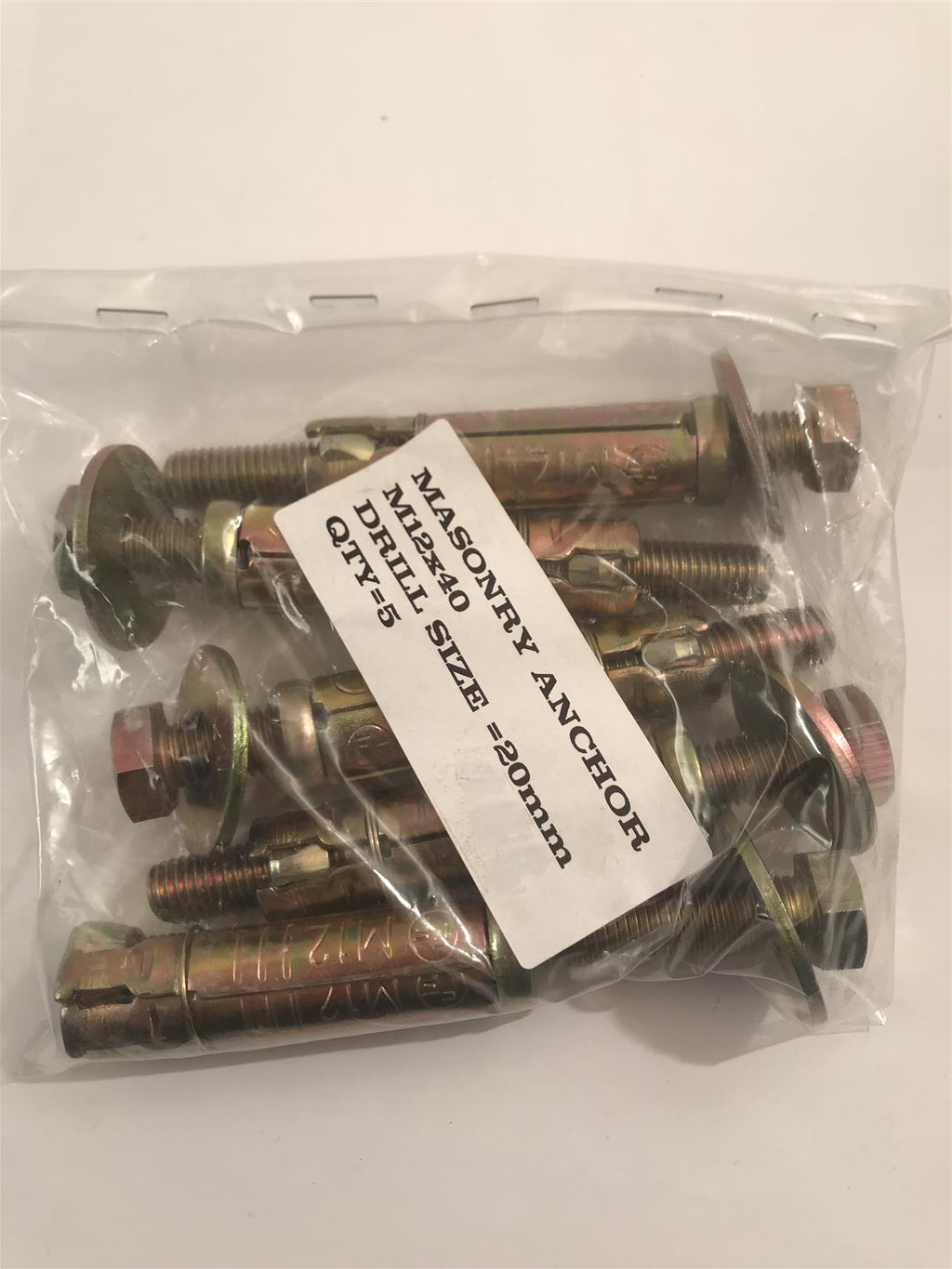 Masonry Anchor Bolt Loose M12 x 40 mm Bag of 5