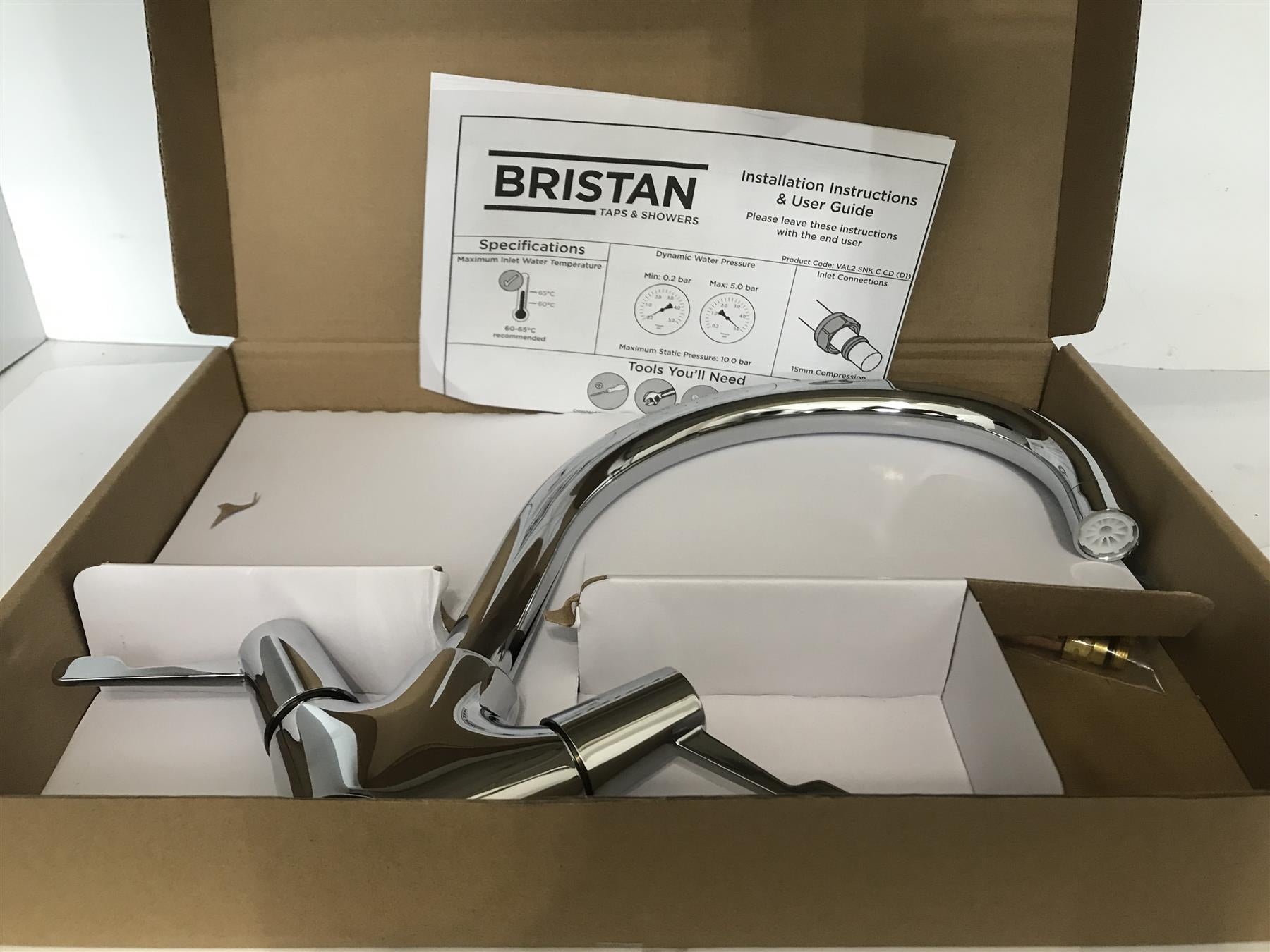 BRISTAN LEVER MONOBLOC KITCHEN MIXER TAP CERAMIC DISC VALVES VAL2 SNK C CD
