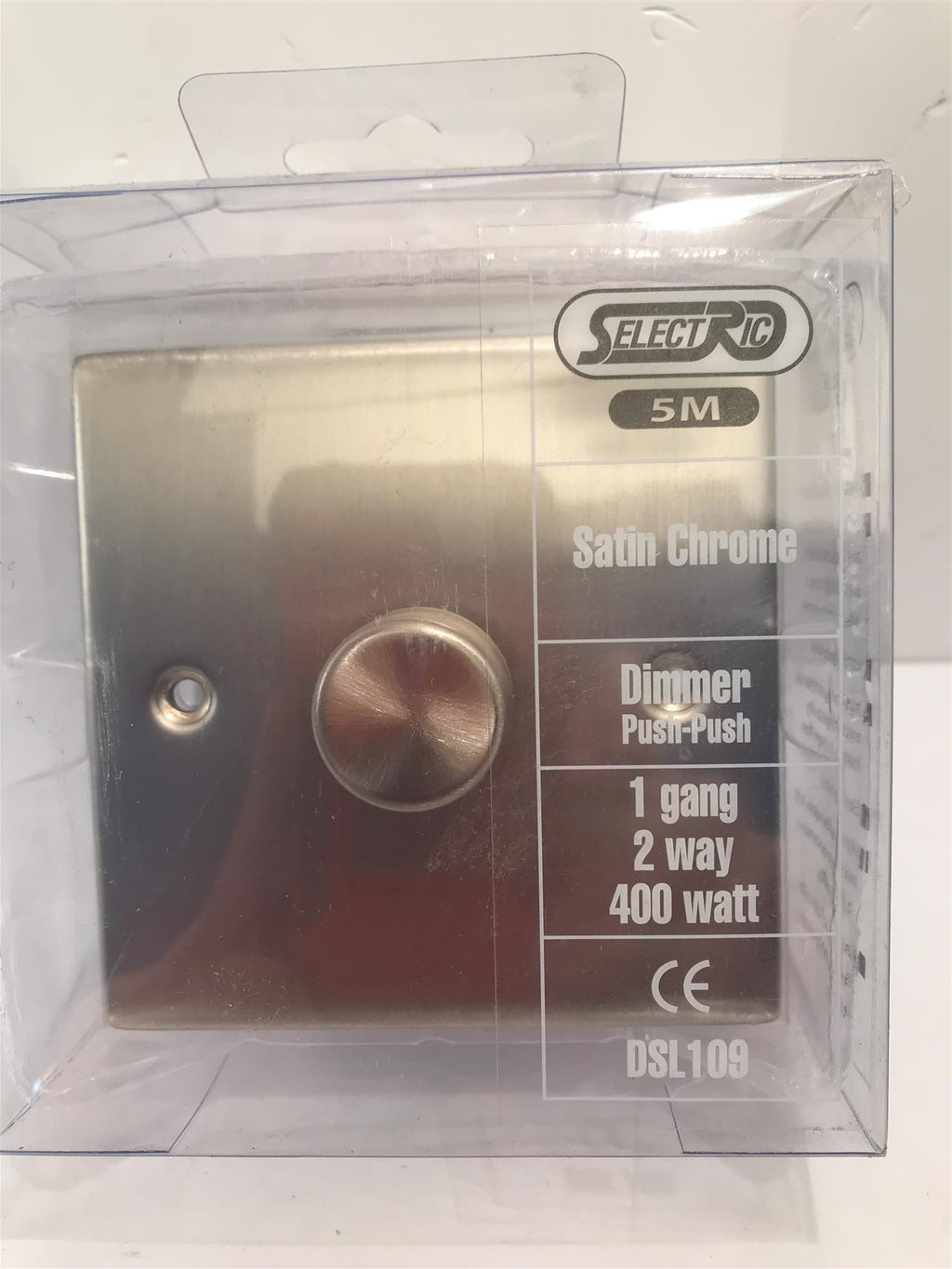 Satin Chrome Dimmer Push Switch 400w 1 gang 2 way  DSL109